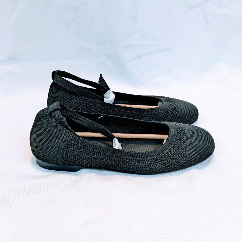 Burudani Black Knitted Flats Size 6.5